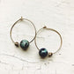 Earth and Moon Beaded Hoop Earrings Gold
